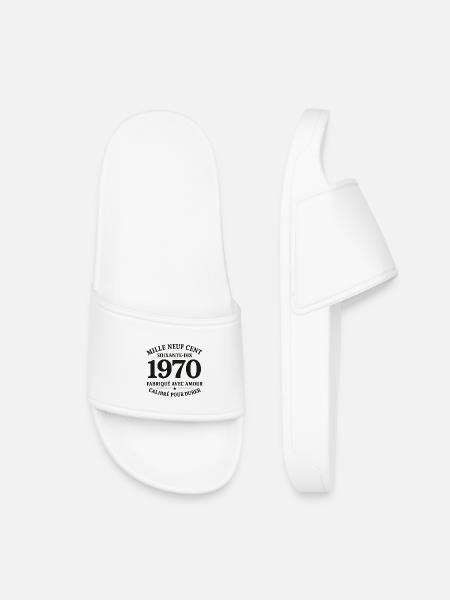 1970 – Fabriqué avec Amour, Calibré pour Durer - Claquettes enfant - blanc