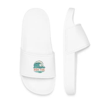 Ride Tide – Surf Wave Design - Kids’ Pool Sliders - white - Front