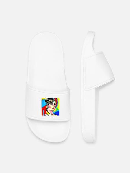 Colorful Pop Portrait - Kids’ Pool Sliders - white