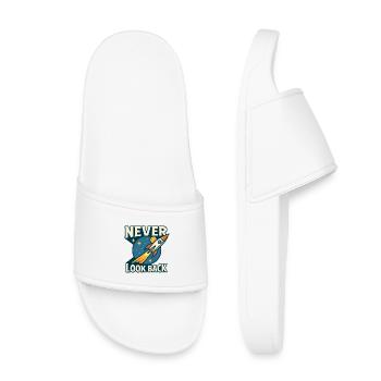 Never Look Back Rocket Motif Retro Space - Kids’ Pool Sliders - white - Front