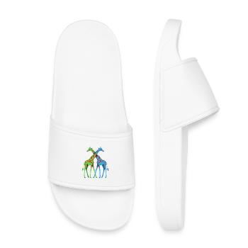 Neon Giraffes Duo Blue Green Polka Dot and in Love - Kids’ Pool Sliders - white - Front
