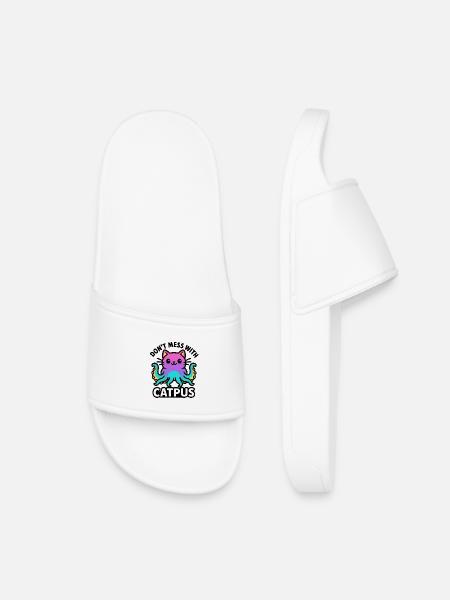 Catpus - Don't mess with Catpus - Kids’ Pool Sliders - white