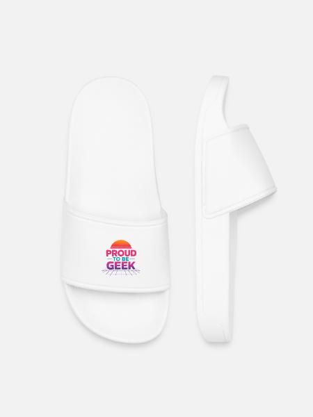 Proud to be Retro Gradient Geek - Kids’ Pool Sliders - white