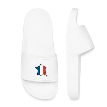 Map of France Tricolor Flag Blue White Red - Kids’ Pool Sliders - white - Front
