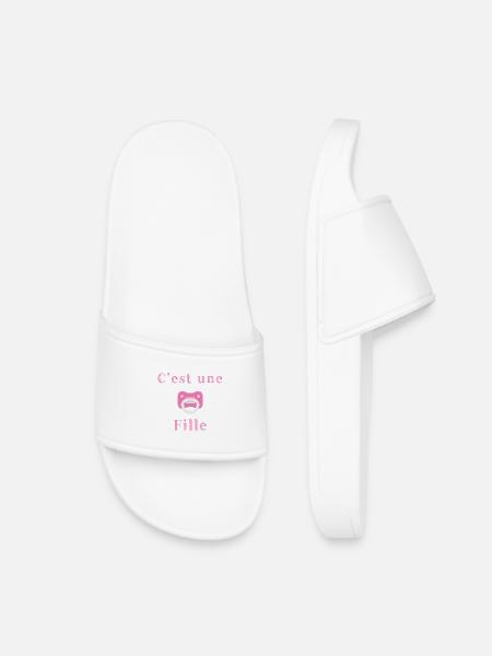 Birth - it's a girl - Kids’ Pool Sliders - white