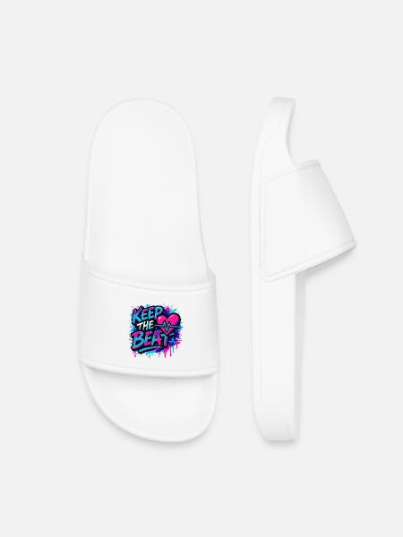 Keep the Beat – Musik Design mit Rhythmus Feeling - Kinder Badelatschen - Weiß