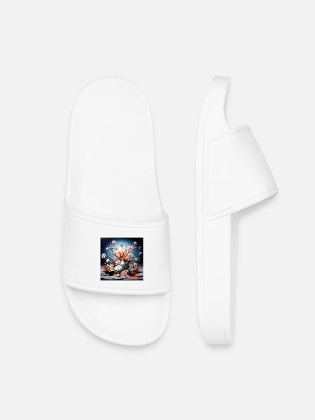 Flower alchemy in neon light - Kids’ Pool Sliders - white