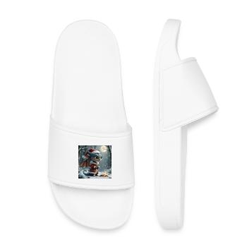 Christmas dragon in snowy forest - Kids’ Pool Sliders - white - Front
