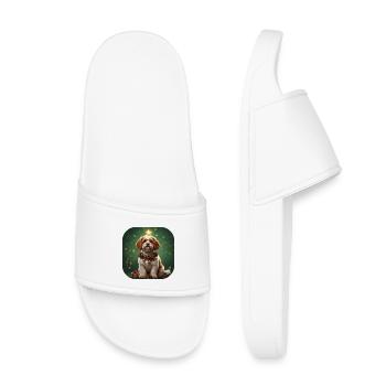 Starry Christmas Spinone Pup with Bell - Kids’ Pool Sliders - white - Front