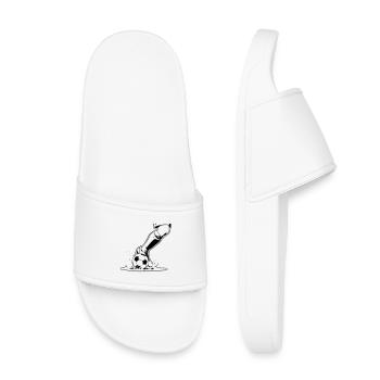 Soccer Shot Closeup Kick Vector - Kids’ Pool Sliders - white - Front