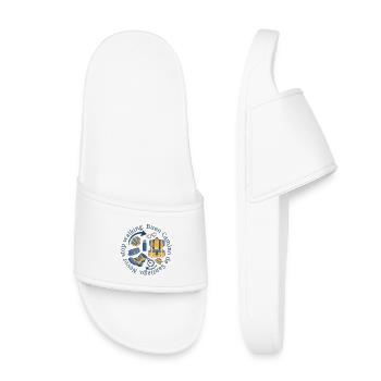Buen Camino Ne Jamais Arrêter de Marcher en Bleu et Jaune - Claquettes enfant - blanc - Devant