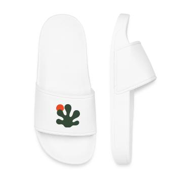 Éclaboussure vert abstraite avec accent orange - Claquettes enfant - blanc - Devant