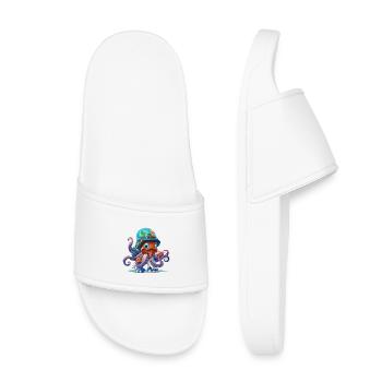 Explorateur pieuvre avec casque de carte du monde - Claquettes enfant - blanc - Devant