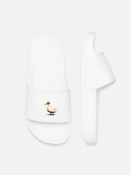 Duck with knife in its beak - Kids’ Pool Sliders - white