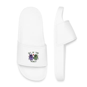 Out of This World Alien Couple Holding Hands - Kids’ Pool Sliders - white - Front