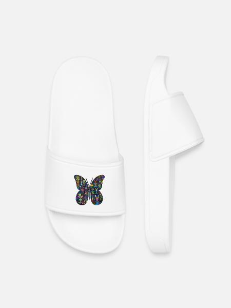 Colorful mosaic butterfly - Kids’ Pool Sliders - white