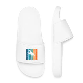 Flamingo Neon Tropical Stripes - Kids’ Pool Sliders - white - Front