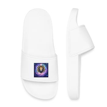 Celestial Lion with Golden Crown - Kids’ Pool Sliders - white - Front