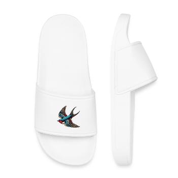 Swallow bird blue red plumage and tan wings - Kids’ Pool Sliders - white - Front