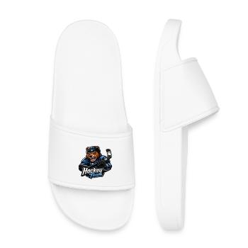 Bär Eishockey Team Maskottchen - Kinder Badelatschen - Weiß - Vorne