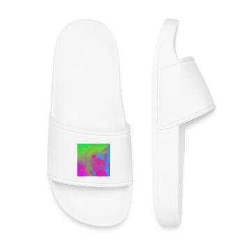 Vivid Neon Tie-Dye Gradient Burst - Kids’ Pool Sliders - white - Front