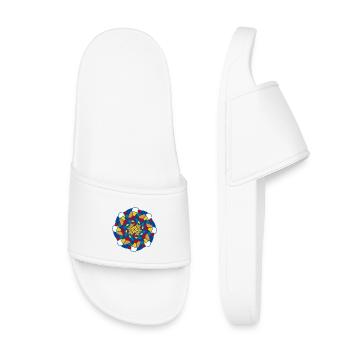 Helles Kaleidoskop-Mandala - Kinder Badelatschen - Weiß - Vorne