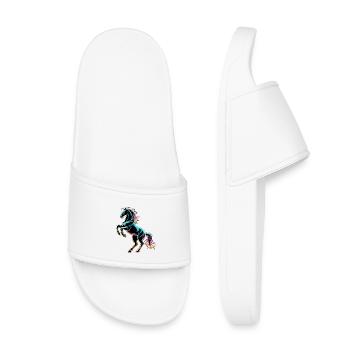Horse Neon Light Glitch Retro Style - Kids’ Pool Sliders - white - Front