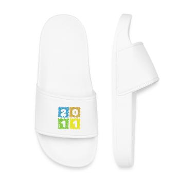 15. Geburtstag Farbige Patches since 07/2011 - Kinder Badelatschen - Weiß - Vorne