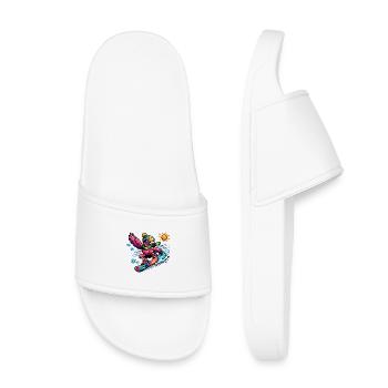 Flamingo Snowboard im Winterglanz - Kinder Badelatschen - Weiß - Vorne
