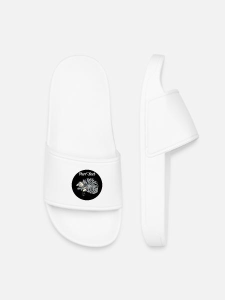 Purr-fect Sleeping Cat - Kids’ Pool Sliders - white