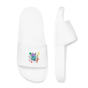 Drippy Graffiti on Brick Wall - Kids’ Pool Sliders - white - Front