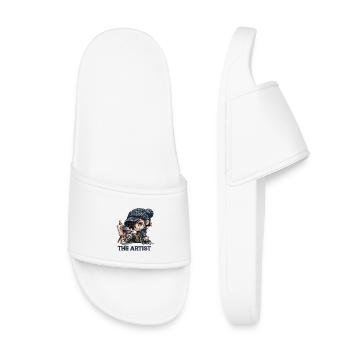 Chibi artist on the painting brush - Kids’ Pool Sliders - white - Front