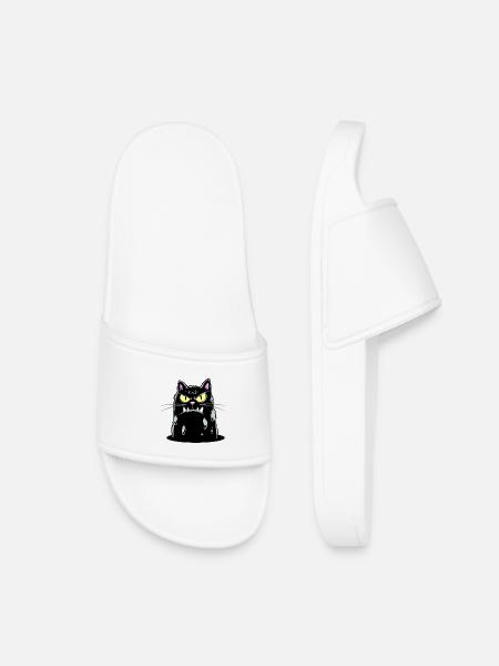 Grim Cat Portrait - Kids’ Pool Sliders - white