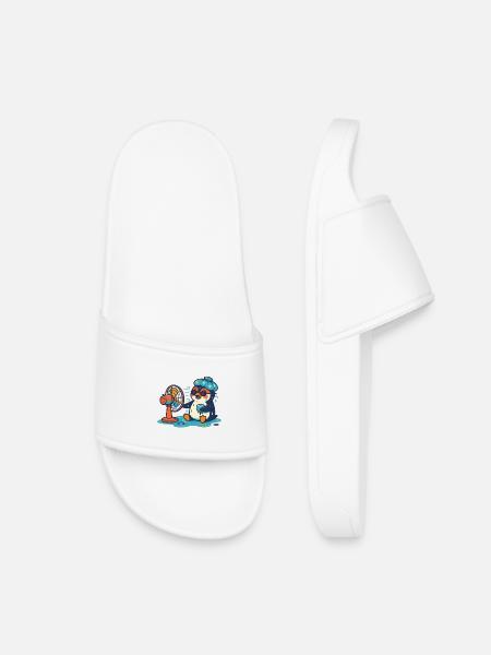 Penguin in summer stress - Kids’ Pool Sliders - white
