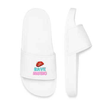 Rave Music Leopard Lips Neon Text - Kids’ Pool Sliders - white - Front