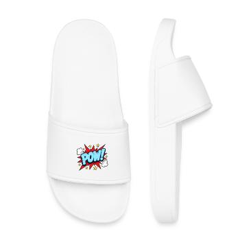 POW! Comic Pop Art Design – Knallig Retro - Kinder Badelatschen - Weiß - Vorne
