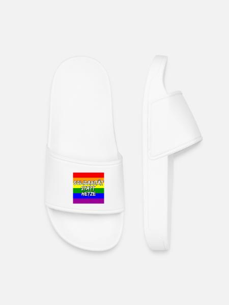 SOLIDARITÄT STATT HETZE REGENBOGEN STATEMENT - Kinder Badelatschen - Weiß