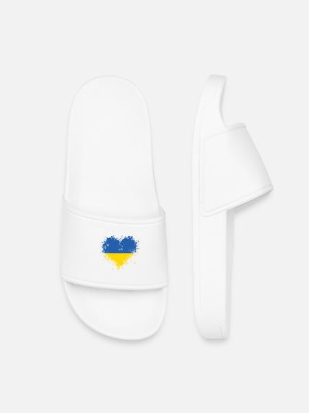 Ukrainisches Herz - Kinder Badelatschen - Weiß