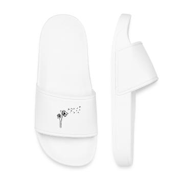 Schwarzer Löwenzahn im Wind - Kinder Badelatschen - Weiß - Vorne