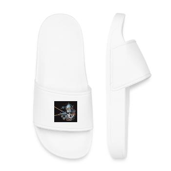 Retro Sci-Fi Robot with Laser Weapon - Kids’ Pool Sliders - white - Front