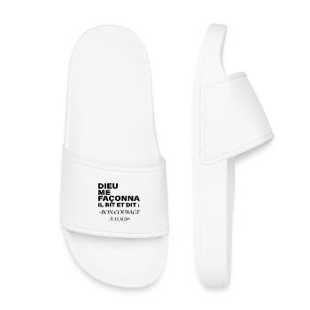 Divine Humor Quote Funny Man Woman - Kids’ Pool Sliders - white - Front