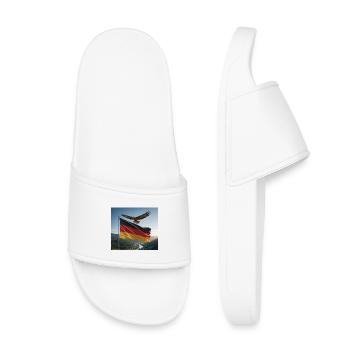 Adler über der deutschen Flagge - Kinder Badelatschen - Weiß - Vorne