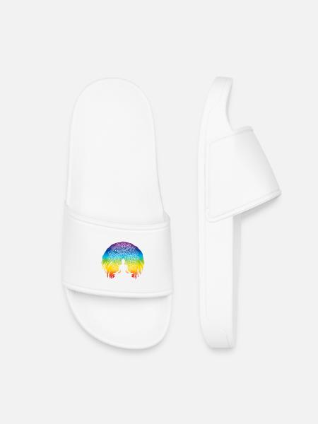 Spiritual Mandala Yoga Design in Chakra Colors - Kids’ Pool Sliders - white