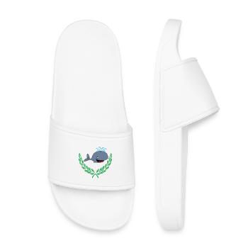 Whale in Laurel Wreath - Kids’ Pool Sliders - white - Front