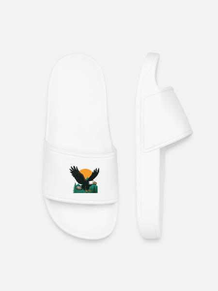 Eagle Pixel – Sunset in the mountains - Kids’ Pool Sliders - white