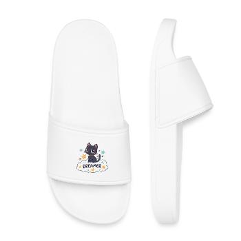 Chat rêveur étoilé sur nuage - Claquettes enfant - blanc - Devant
