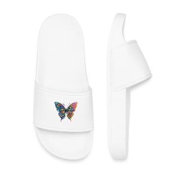 Bunter Farbenschmetterling - Kinder Badelatschen - Weiß - Vorne