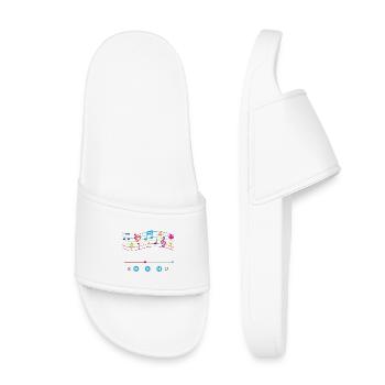 Music notes, music player, colourful music symbols - Kids’ Pool Sliders - white - Front