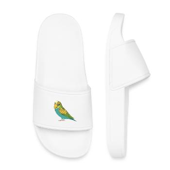 Perruche perruche turquoise vert jaune - Claquettes enfant - blanc - Devant