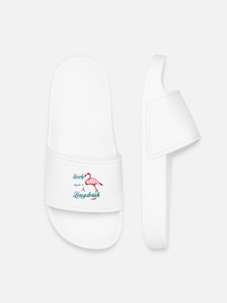 Flamingo mit Longdrink Retro - Kinder Badelatschen - Weiß